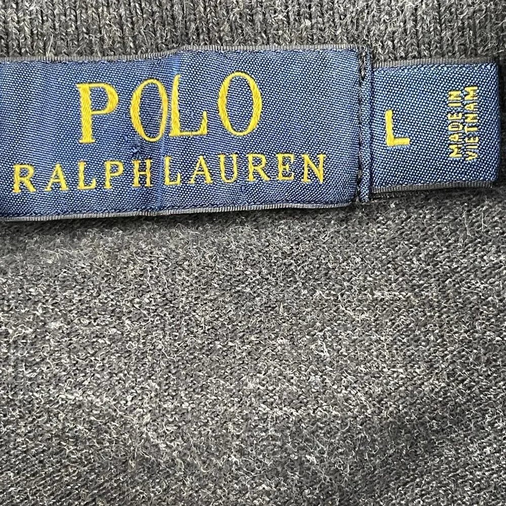 Polo Ralph‎ Lauren Long Sleeve Polo Shirt Mens Large Grey 100% Cotton Preppy